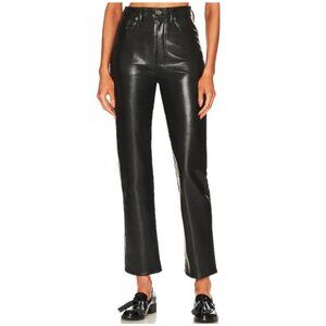 Agolde Recycled Leather Fitted 90's Pinch Waist Pants in Detox